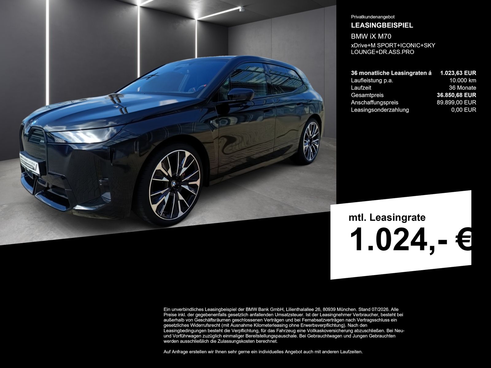 BMW iX M70 xDrive+M SPORT+ICONIC+SKY LOUNGE+DR.ASS.P imagem 3