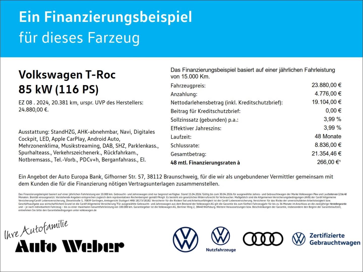 Volkswagen T-Roc Life Leas ab 183€ brutto exkl. Überführung