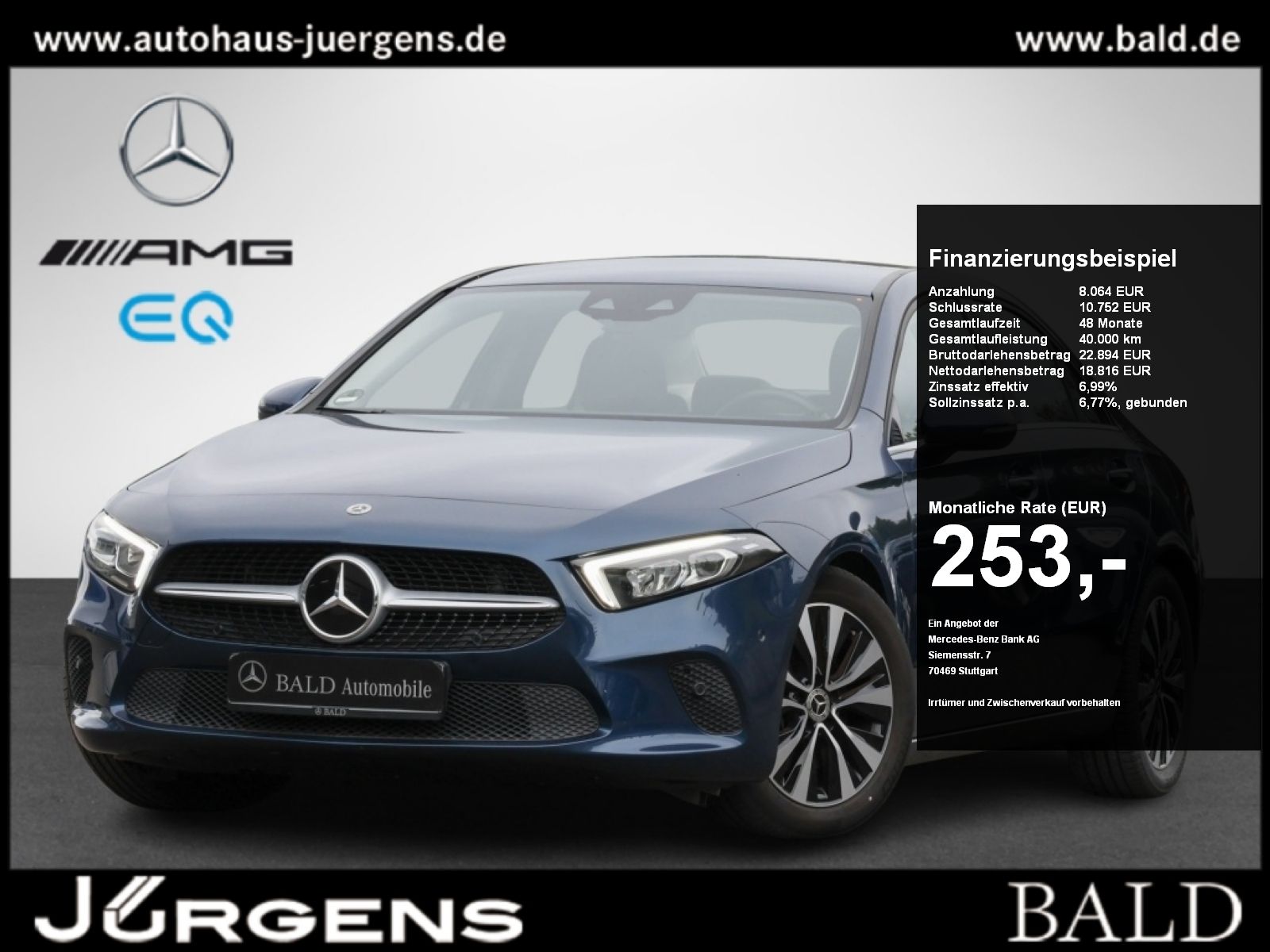 Mercedes-Benz A 220 d 4M Limo Style/AHK/Cam/LED/Keyl/StdHz