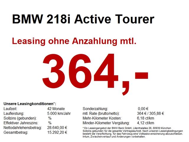 BMW 218i Active Tourer LED+/CAM/Apple/PRIVACY/K-ZUG