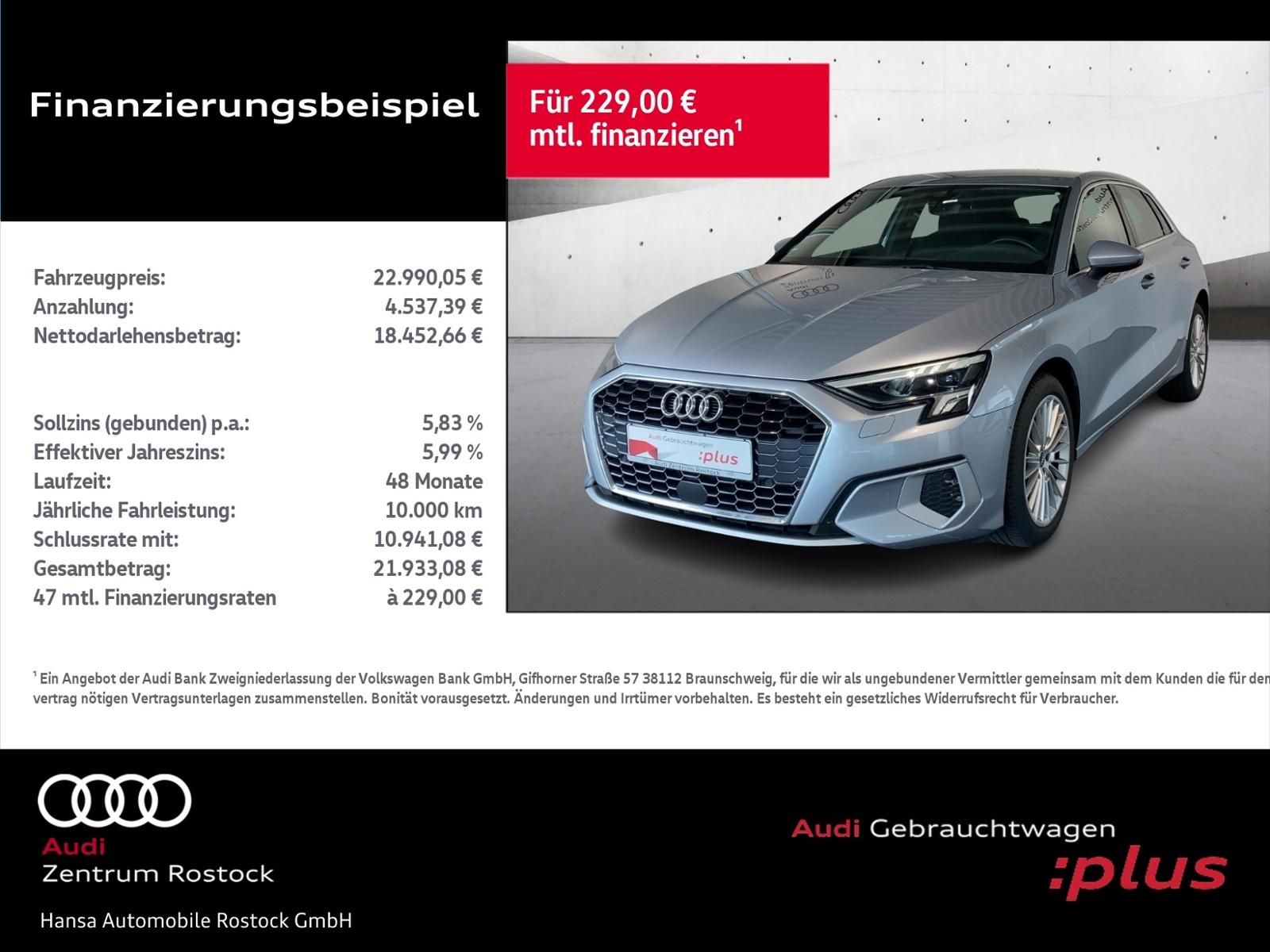Audi A3 Sportback 35 TFSI S tronic+Navi+Led+Virt Cock