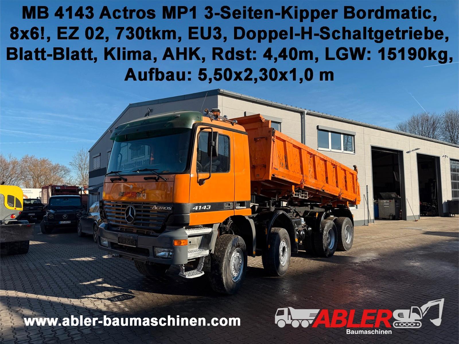 Mercedes-Benz 4143 Actros MP1 3-Seiten-Kipper Bordmatic 8x6