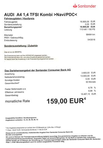 Fahrzeugabbildung Audi A4 1,4 TFSI Avant design>NAV/XENON/TEMP/PDC/SHZ<