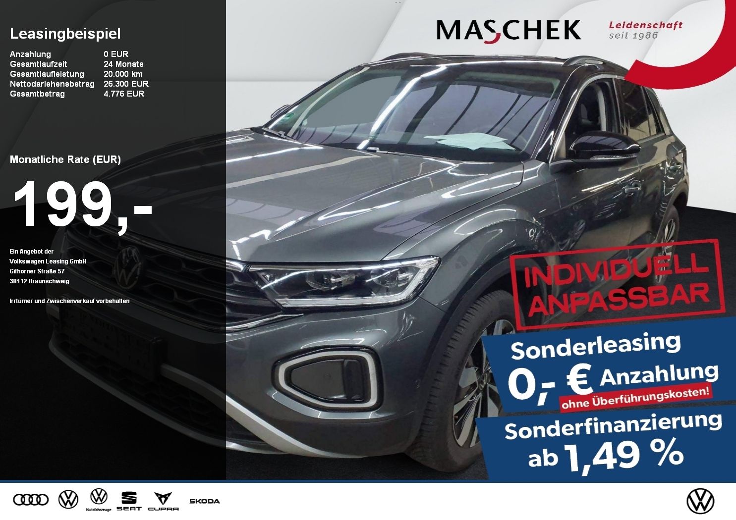 Volkswagen T-ROC Goal 2.0 TDI Sonderleasing! AHK Navi RearV