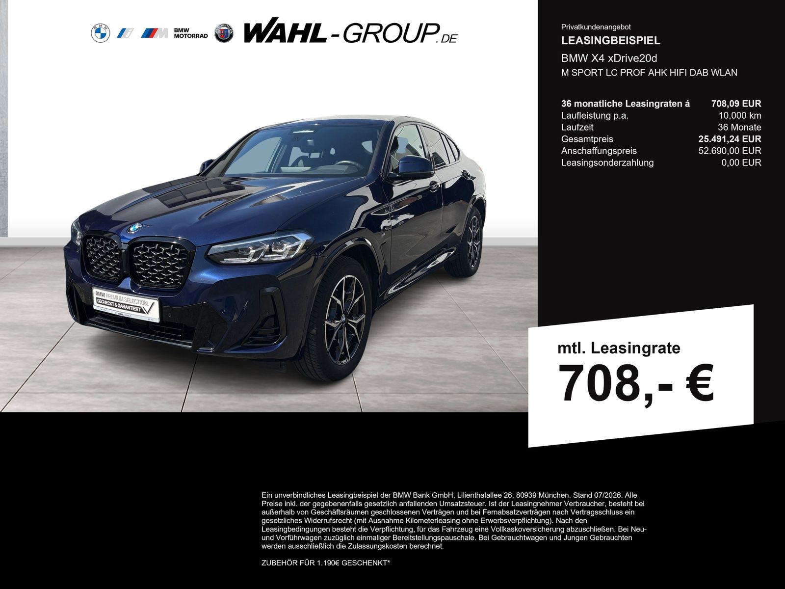 BMW X4 xDrive20d M SPORT LC PROF AHK HIFI DAB WLAN