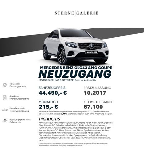 Mercedes-Benz GLC 43 AMG COUPE/NIGHT/HEAD-UP/BURM/AMBIE HUD