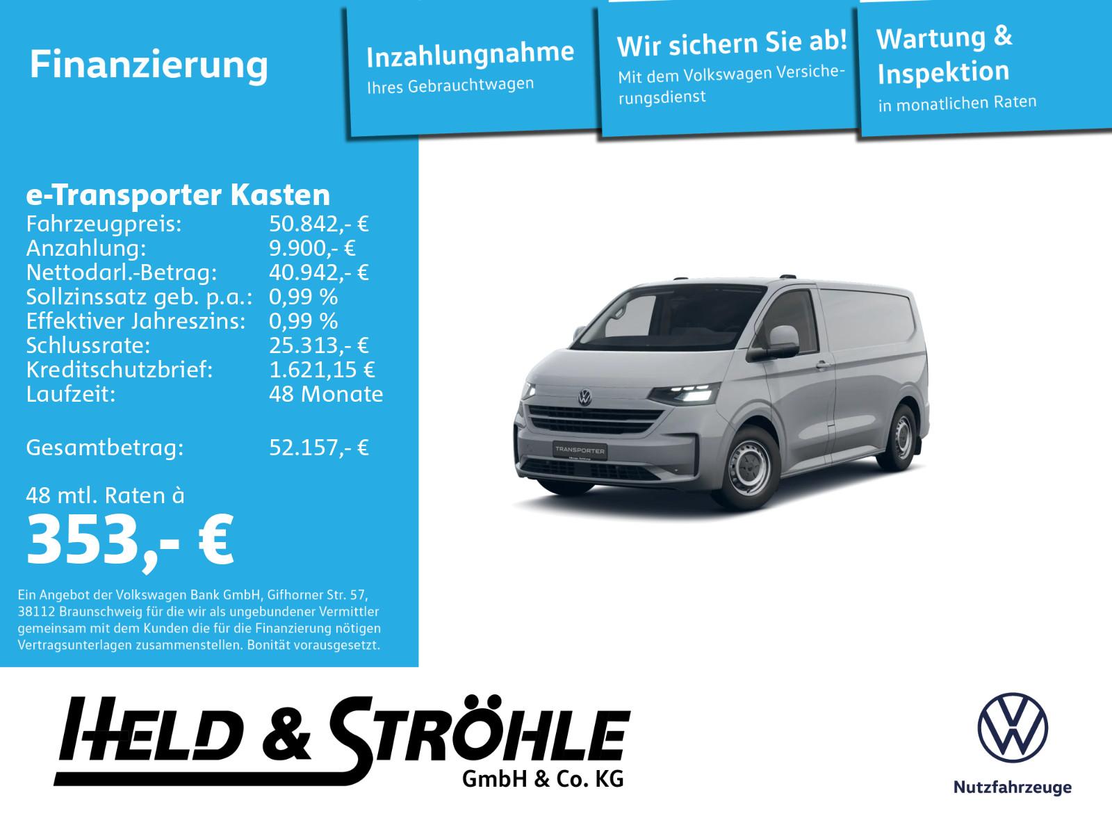 Volkswagen T7 e-Transporter Kasten 160 kW,kurz,Aktionsauto!