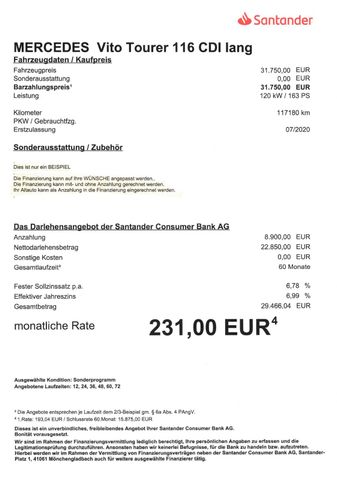 Fahrzeugabbildung Mercedes-Benz Vito Tourer 116 CDI lang >8Sitze/AUT/AHK/NAV/KAM