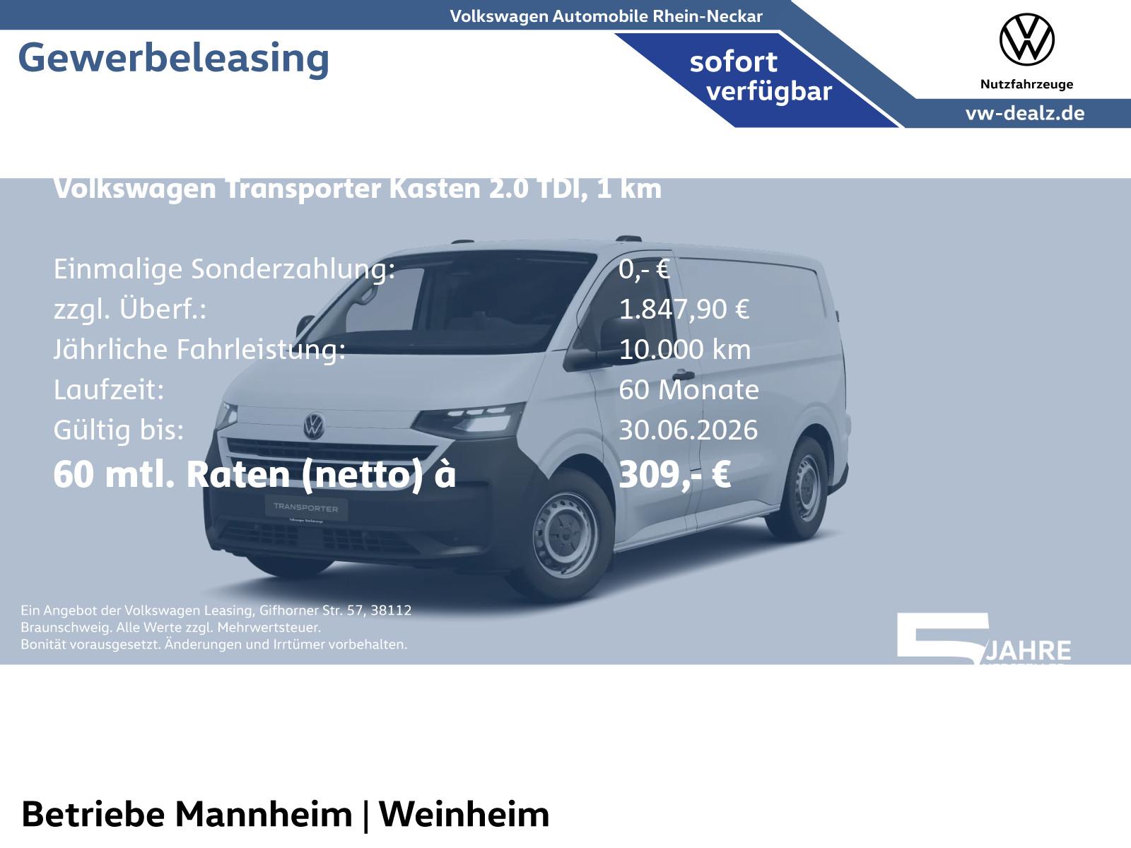 Volkswagen Transporter Kasten 2.0 TDI Klima AHK Allwetter