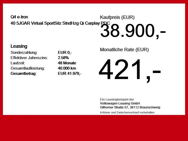 Audi Q4 e-tron 40 5JGAR Virtual SportSitz StndHzg Qi