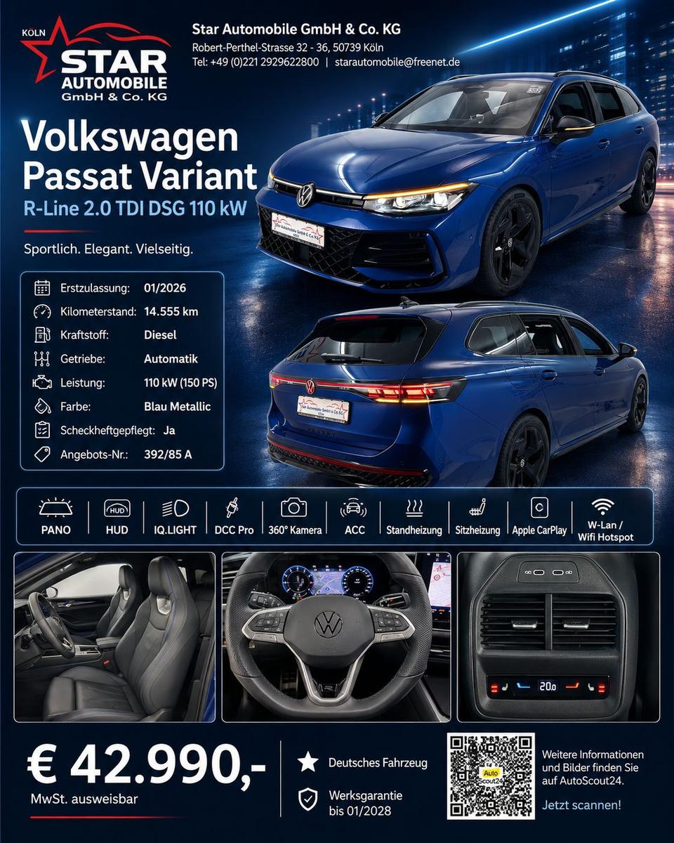 Volkswagen Passat Var. R-line 2.0 TDI 110 kW NAVI STH SH E6, миниатюра 2