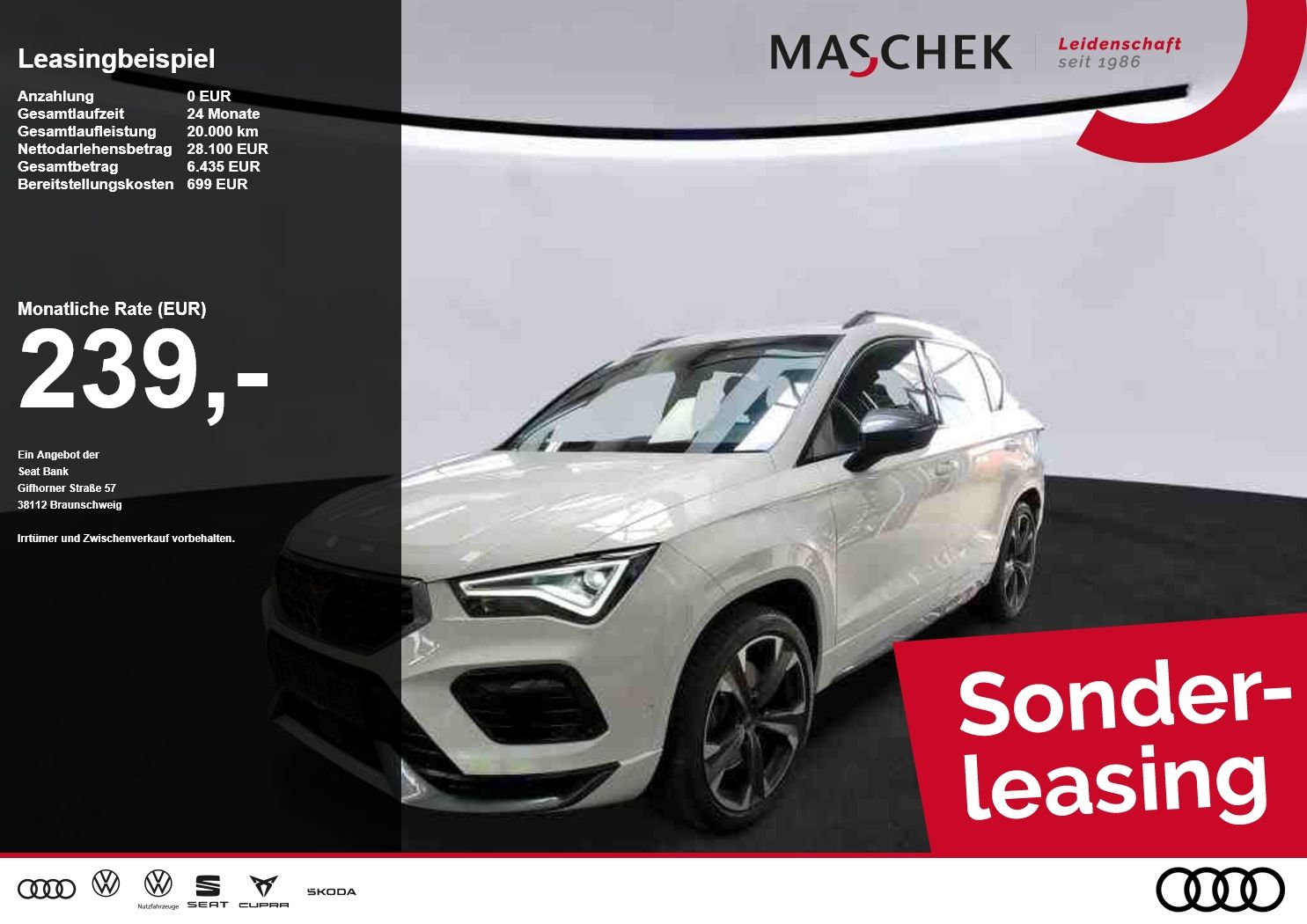 Cupra Ateca VZ 2.0 TSI Sonderleasing! Navi RearView