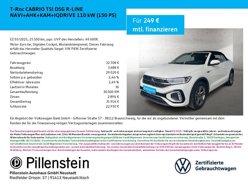 T-Roc CABRIO TSI DSG R-LINE NAVI+AHK+KAM+IQDRIVE
