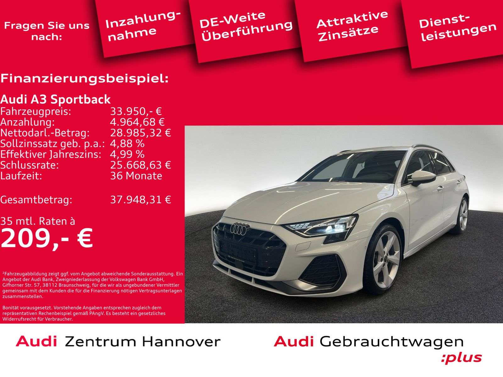 Audi A3 Sportback S line 35 TFSI AHK SONOS Kamera Nav