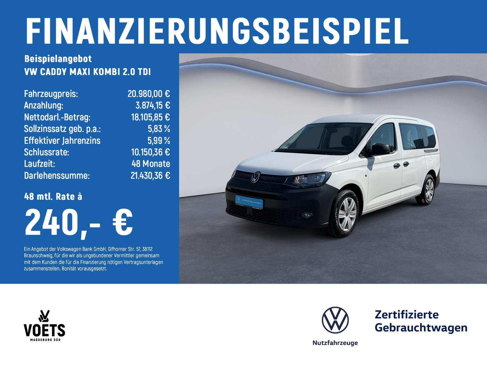 Volkswagen CADDY MAXI KOMBI 2.0 TDI NAVI+KLIMA+PDC+APPLE CP