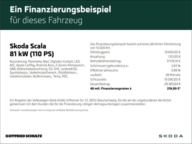 Skoda Scala 1.0 TSI DSG LED NAV PAN ACC KAMERA Monte C imagem 2