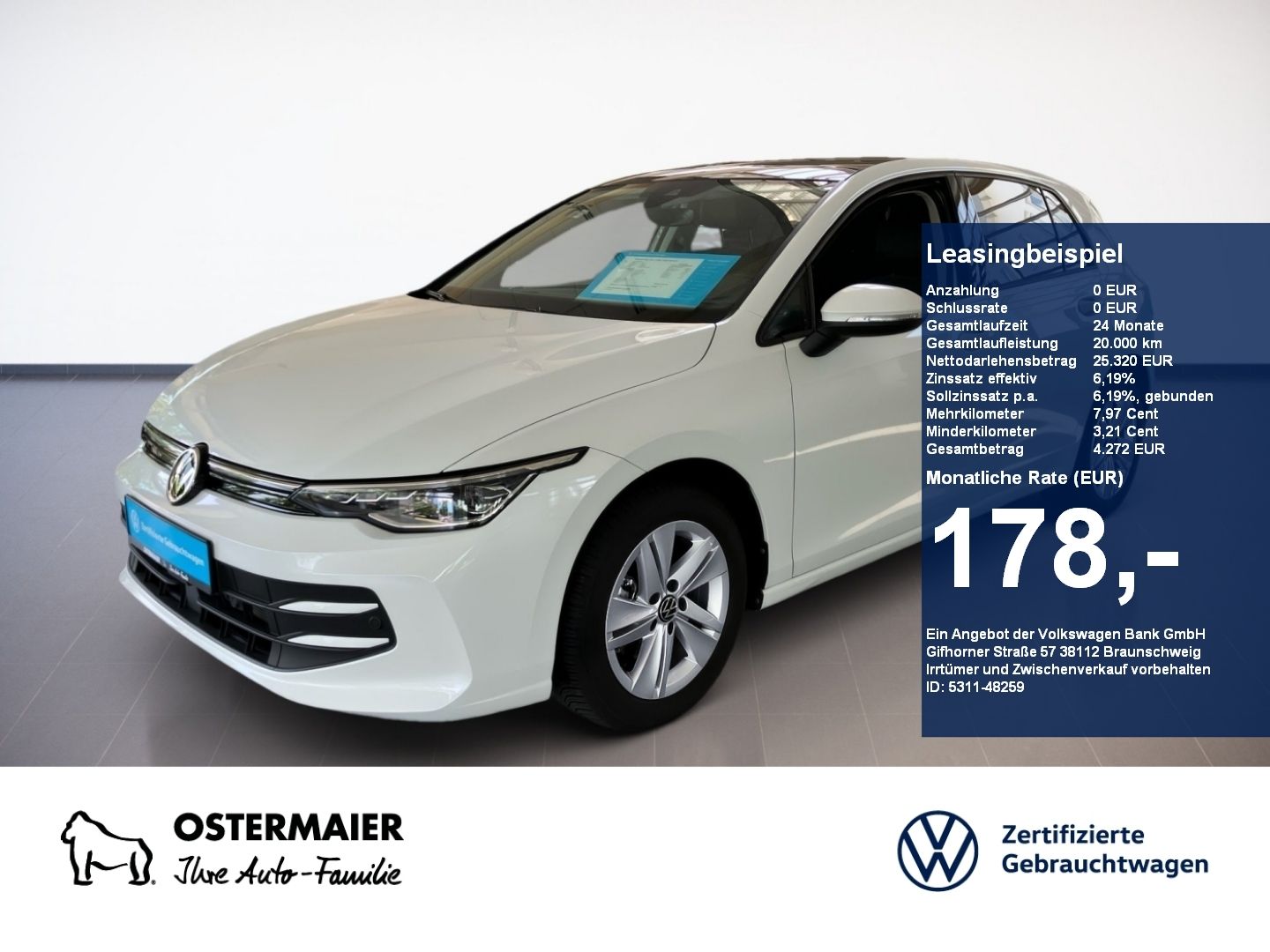Volkswagen Golf VIII LIFE 1.5TSI 116PS NP:41T PANO.5JG.IQ-L