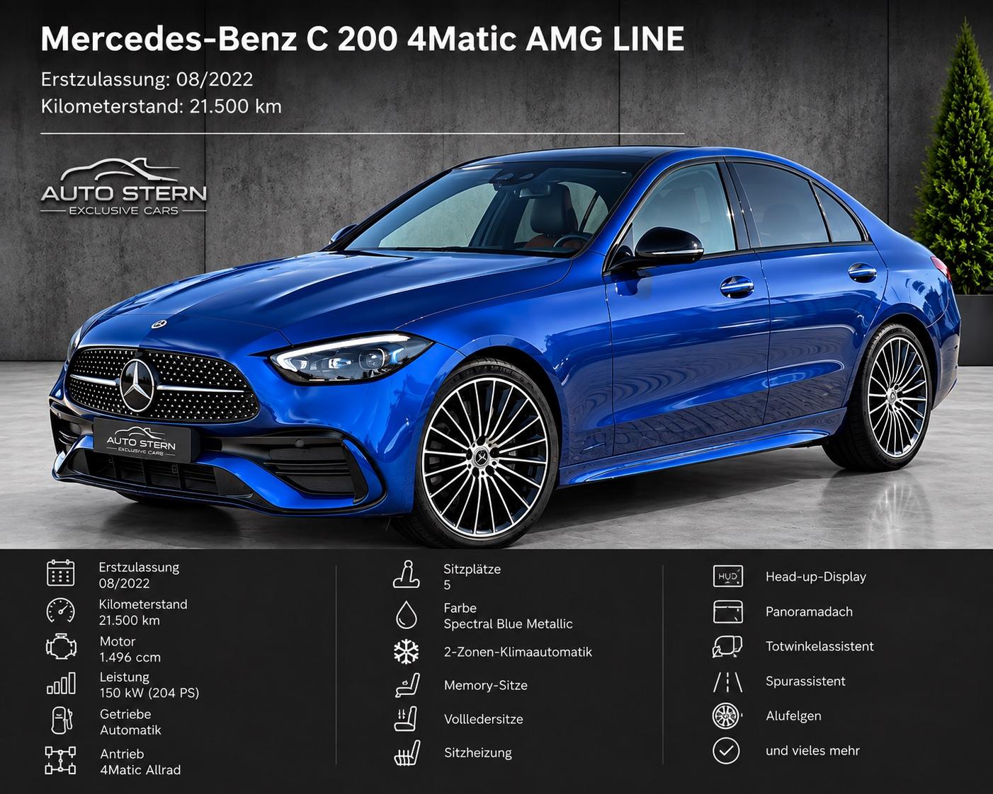 Mercedes-Benz C 200 4M AMG PANO LEDER HUD CARBON  360° "VOLL"