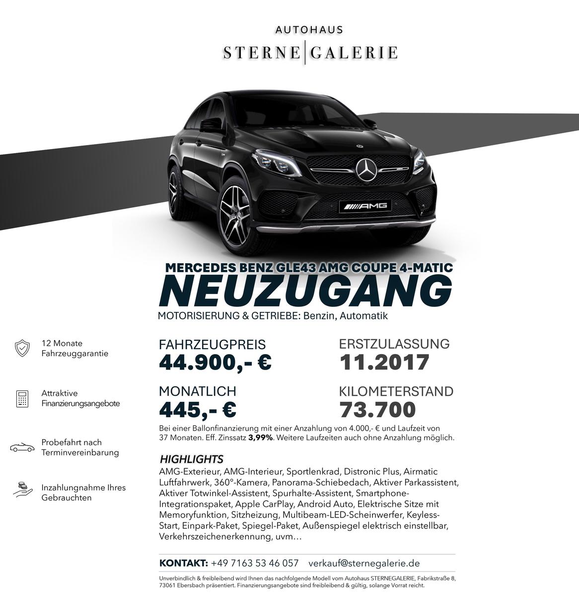 Mercedes-Benz GLE 43 4MATIC Coupé DISTRO/AIRM/360°/MEMORY/PANO