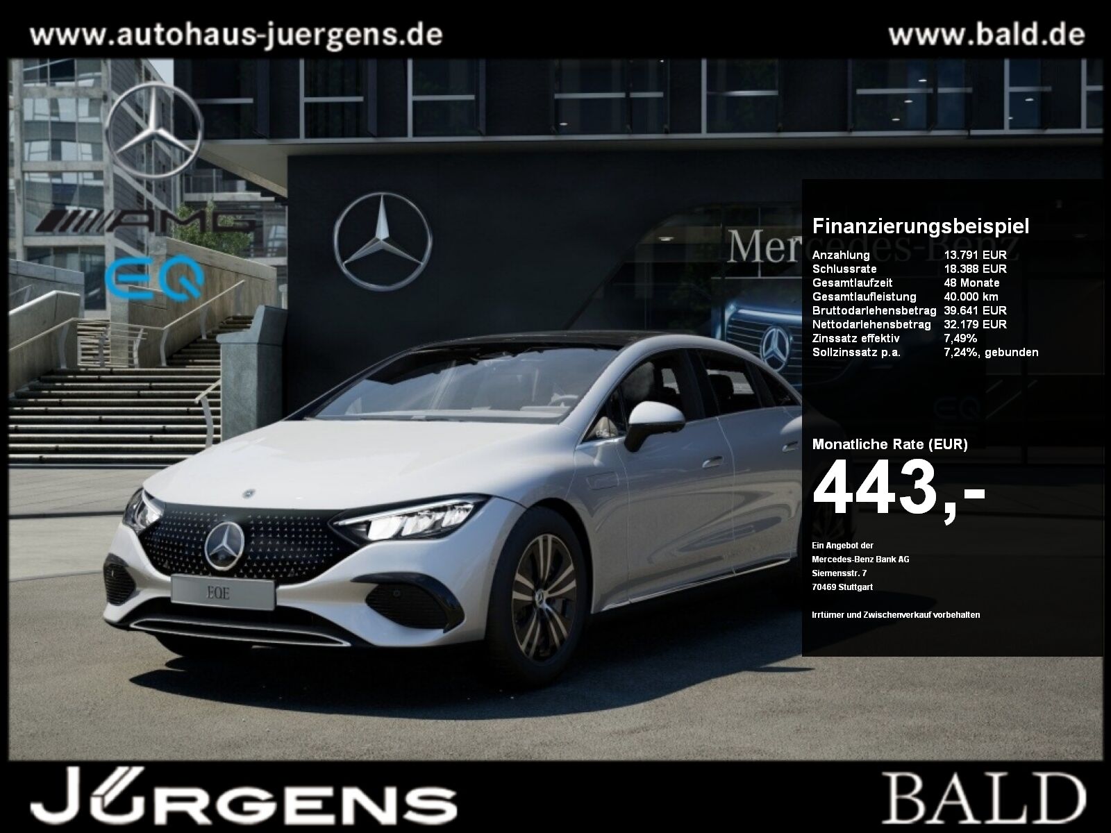 Mercedes-Benz EQE 300 Pano+Distr+Memo+Ambiente+360+Cam+LED+SHD