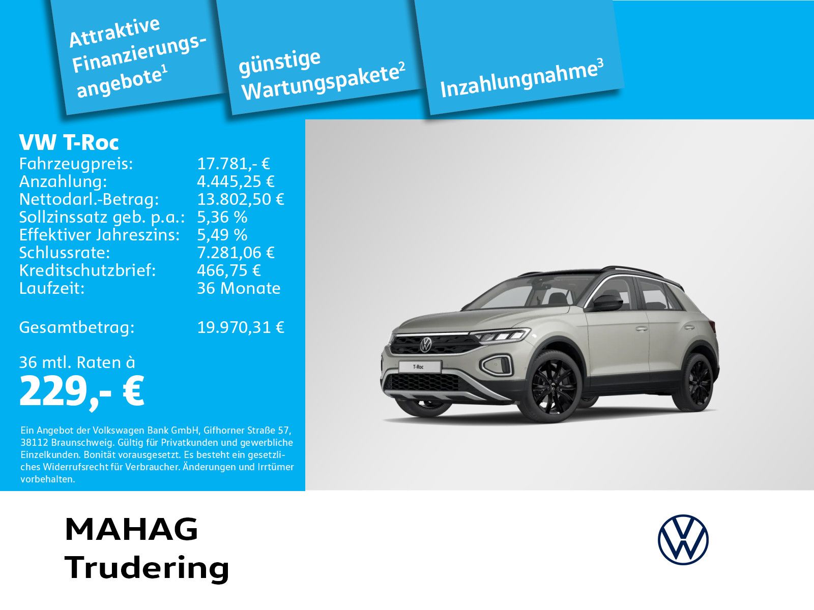 VW T-ROC Life 1.0 TSI LED ParkAssist DC App  6-Gang