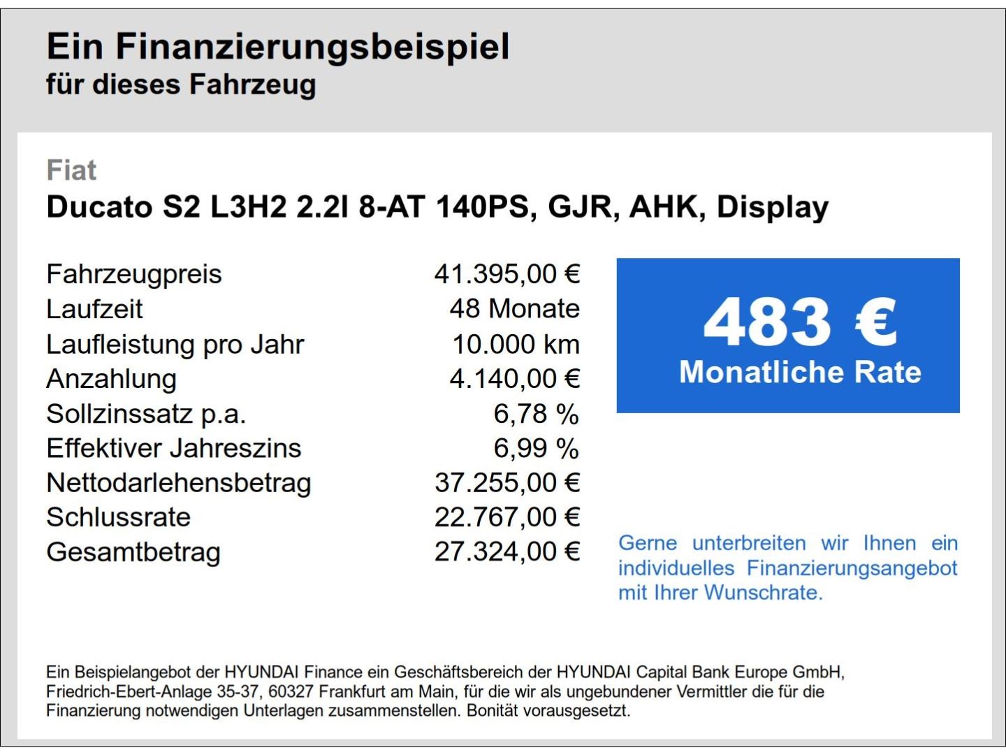 Fahrzeugabbildung Fiat Ducato S2 L3H2 2.2l 8-AT 140PS, GJR, AHK, Displa