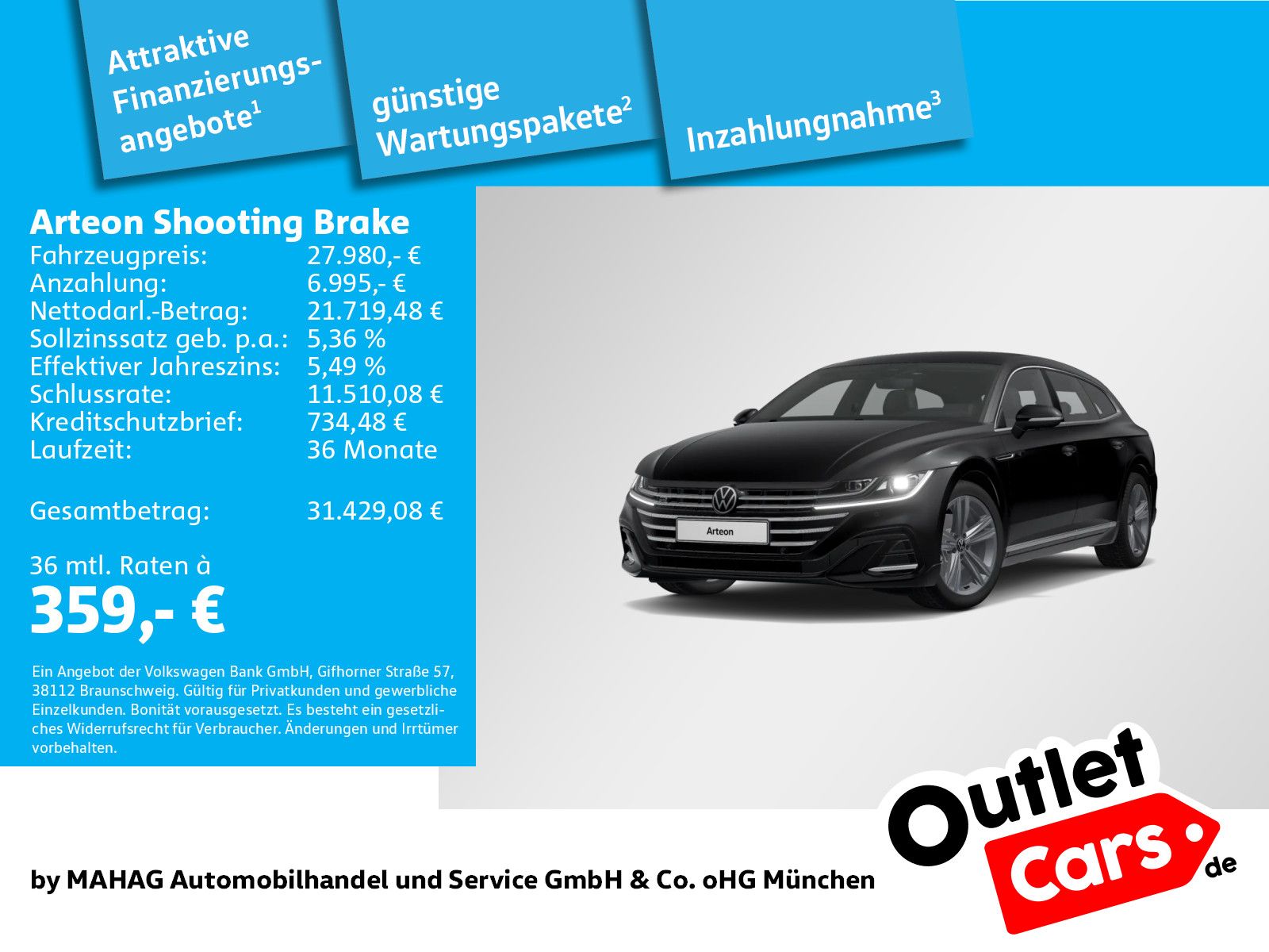 VW Arteon Shooting Brake R-Line 2.0 TDI LED Navi eK