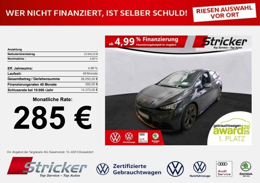 CUPRA Born 150/58 285,-ohne Anzahlung Kamera ACC