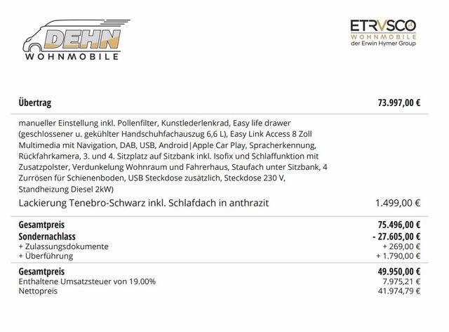 Etrusco UC 5.0 ä. Copa  Nugget 27.605,00 € Preisvorteil