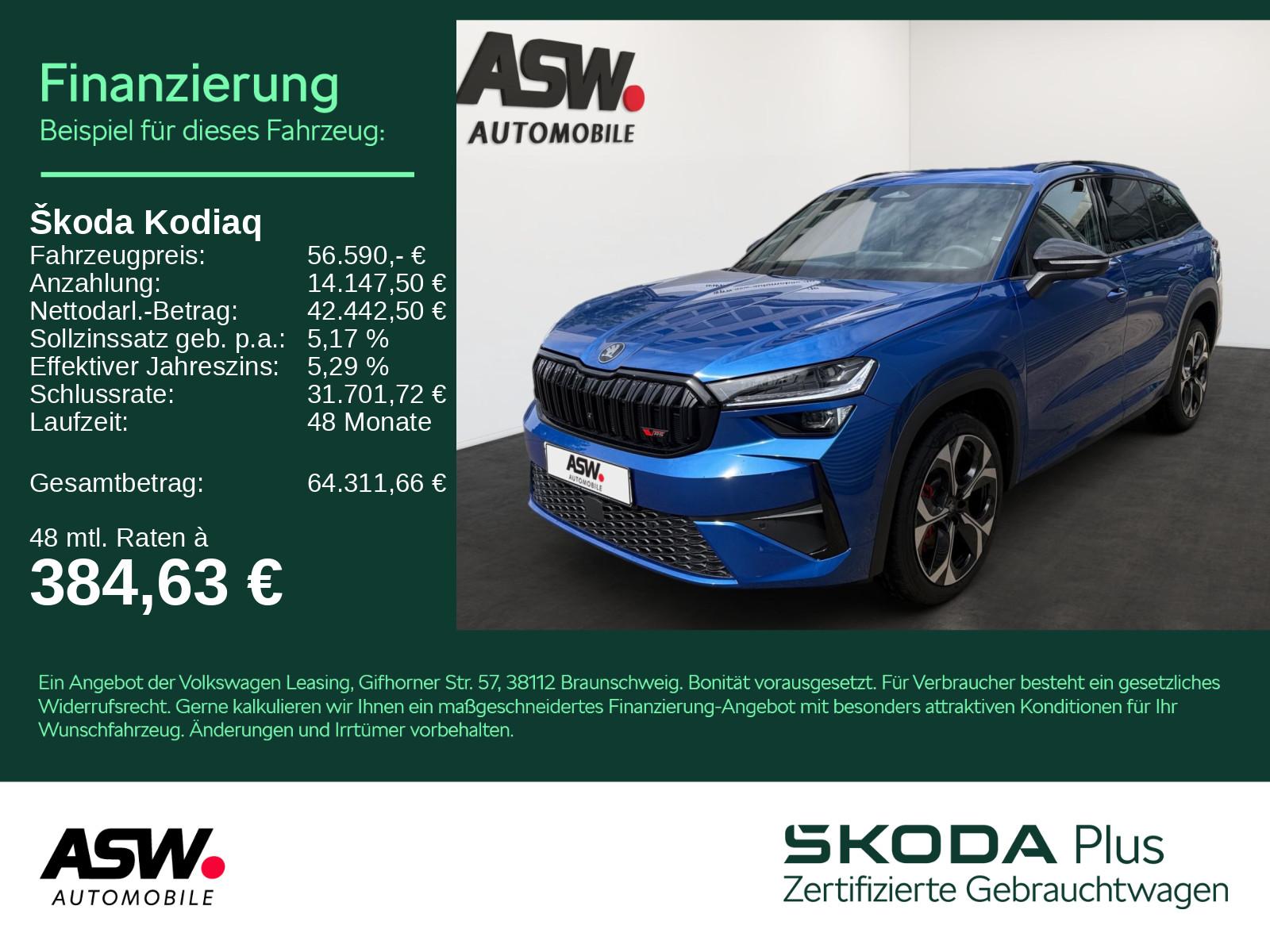 Skoda Kodiaq RS 2.0TSI DSG 4x4 LED 360° ACC HUD AHK 7S