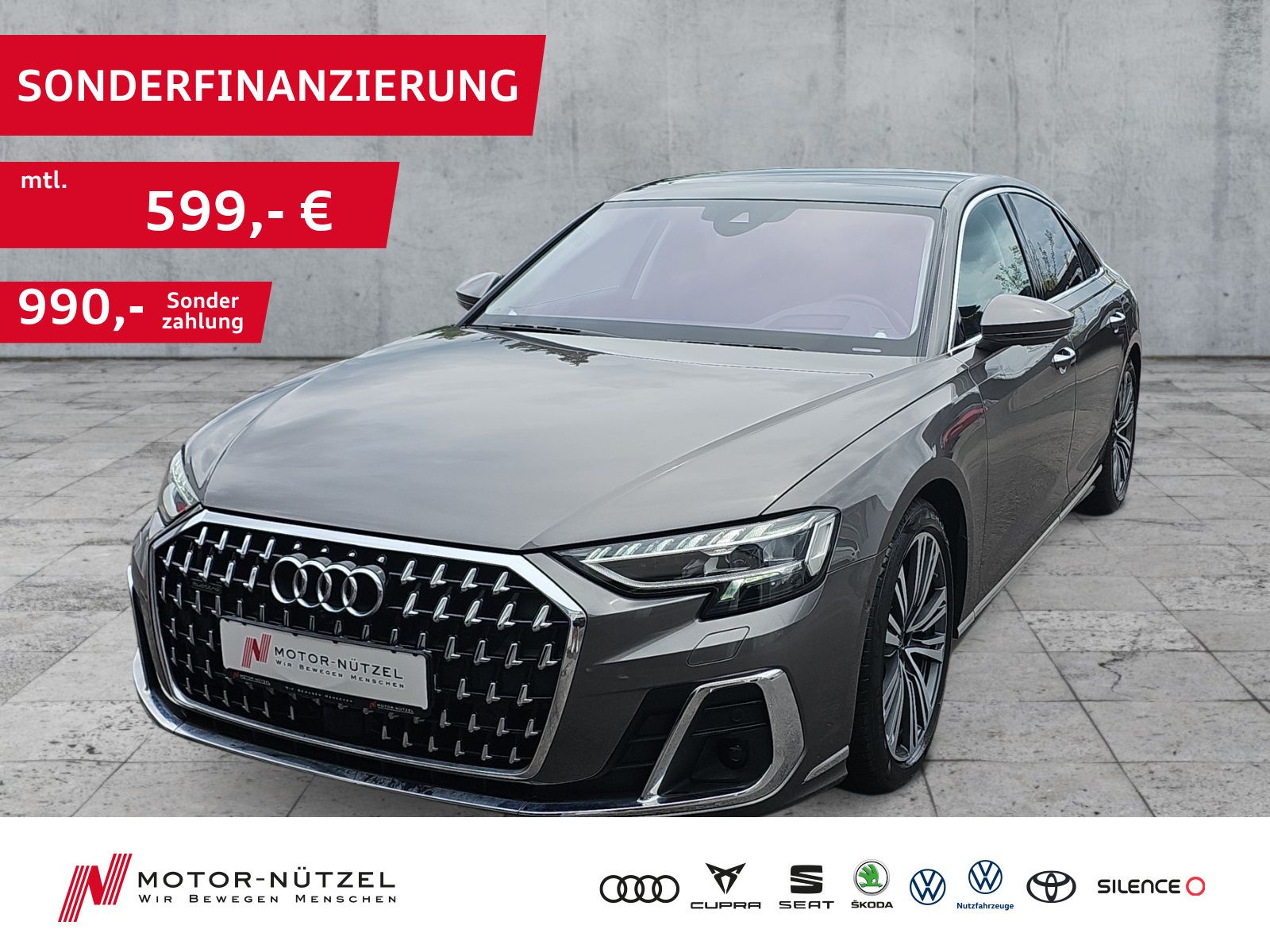 AUDI A8 50 TDI QU MATRIX+NAVI+B&amp;O+TV+DVD+HuD+AIR+PANO