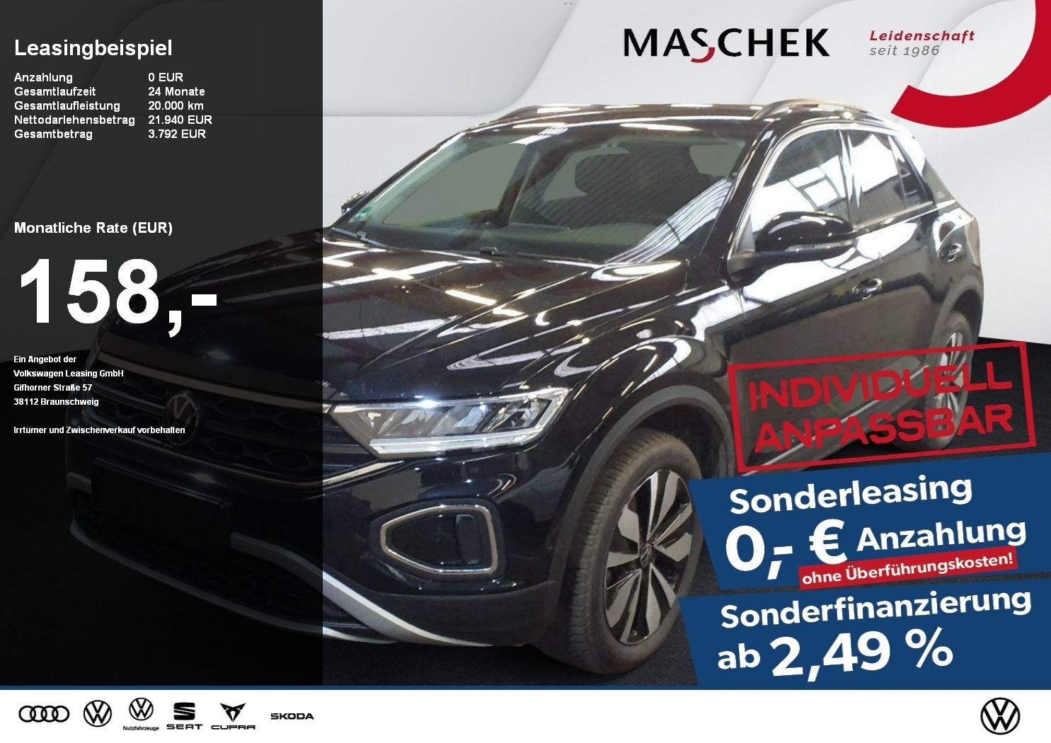 Volkswagen T-ROC Goal 1.0 TSI Sonderleasing ohne zzgl Koste