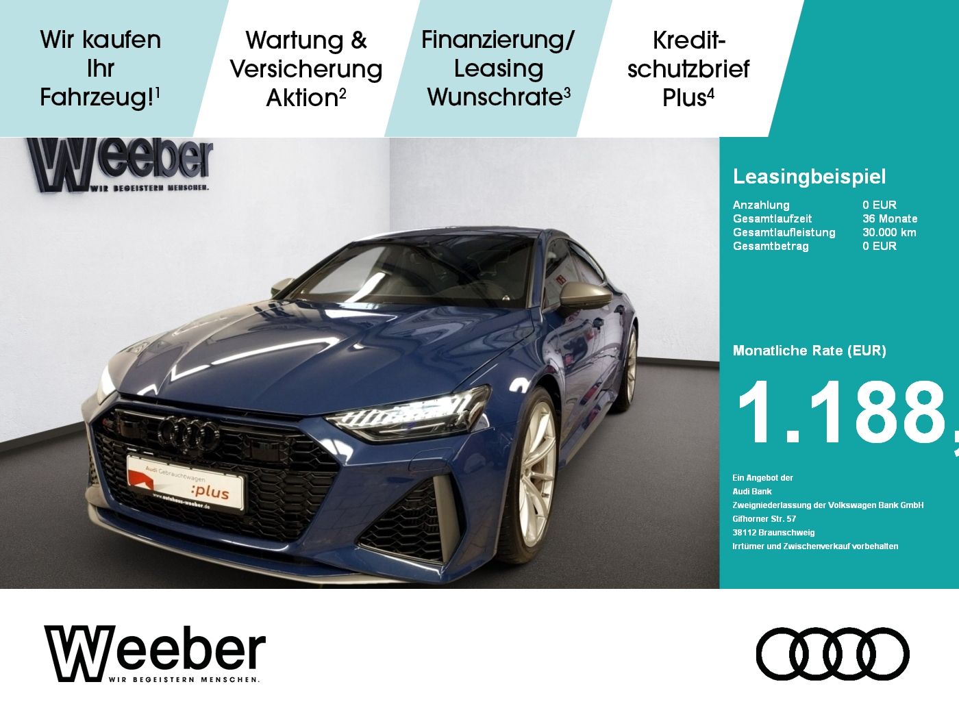 Audi RS 7 Sportback performance MATRIX*LEDER*B&O*S-AG