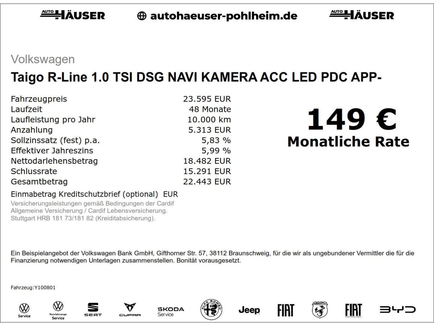 Volkswagen Taigo R-Line 1.0 TSI DSG NAVI KAMERA ACC LED PDC imagem 2