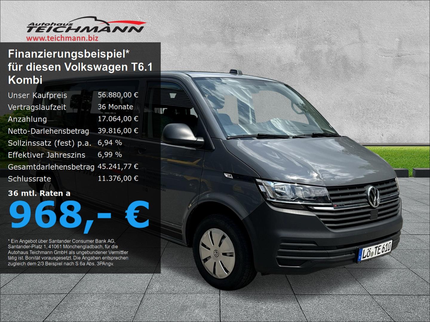 Volkswagen T6 Kombi T6.1 Kombi lang 2.0 TDI 4MOTION +AHK+9Si+APP+GRA