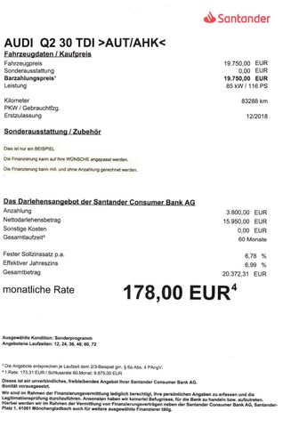 Fahrzeugabbildung Audi Q2 30 TDI >AUT/AHK /NAVI/TEMP/Einparkhilfe<