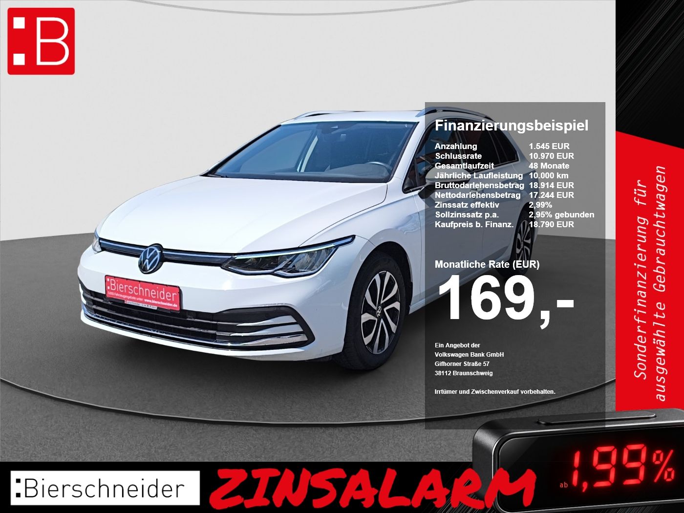 Volkswagen Golf VIII Var. 2.0 TDI Active NAVI RFK PDC SITZH