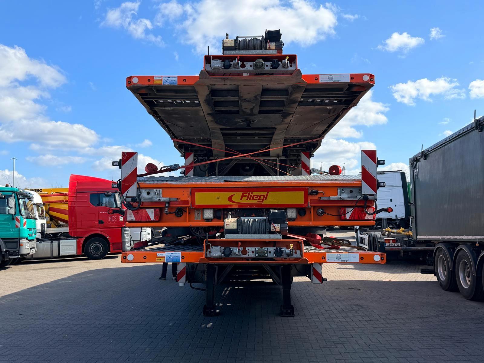 Fliegl SDS 380 Fahrzeugtransporter Plateau E-Seilwinde