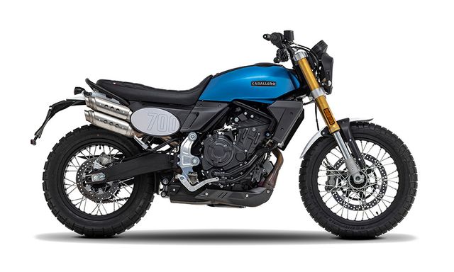 Fantic Caballero 700 scrambler 2025 E5+ blau rot