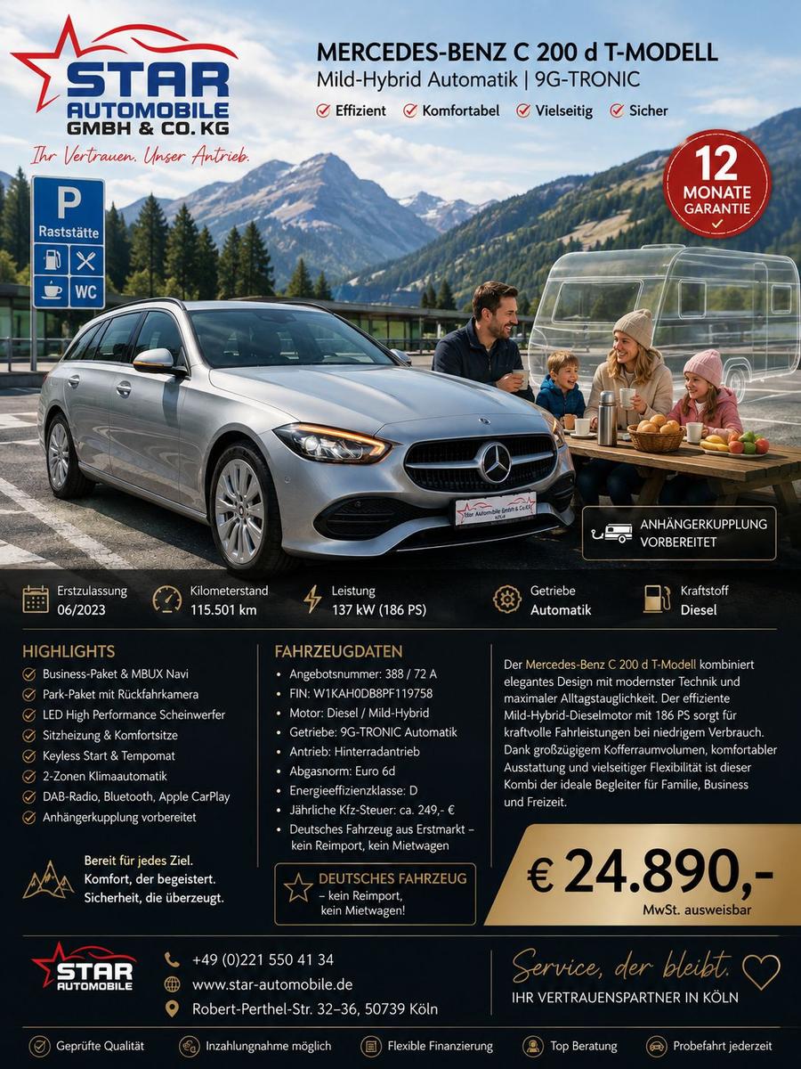 Mercedes-Benz C-Class d T Diesel / Mild-Hybrid Automatik Busines, миниатюра 2