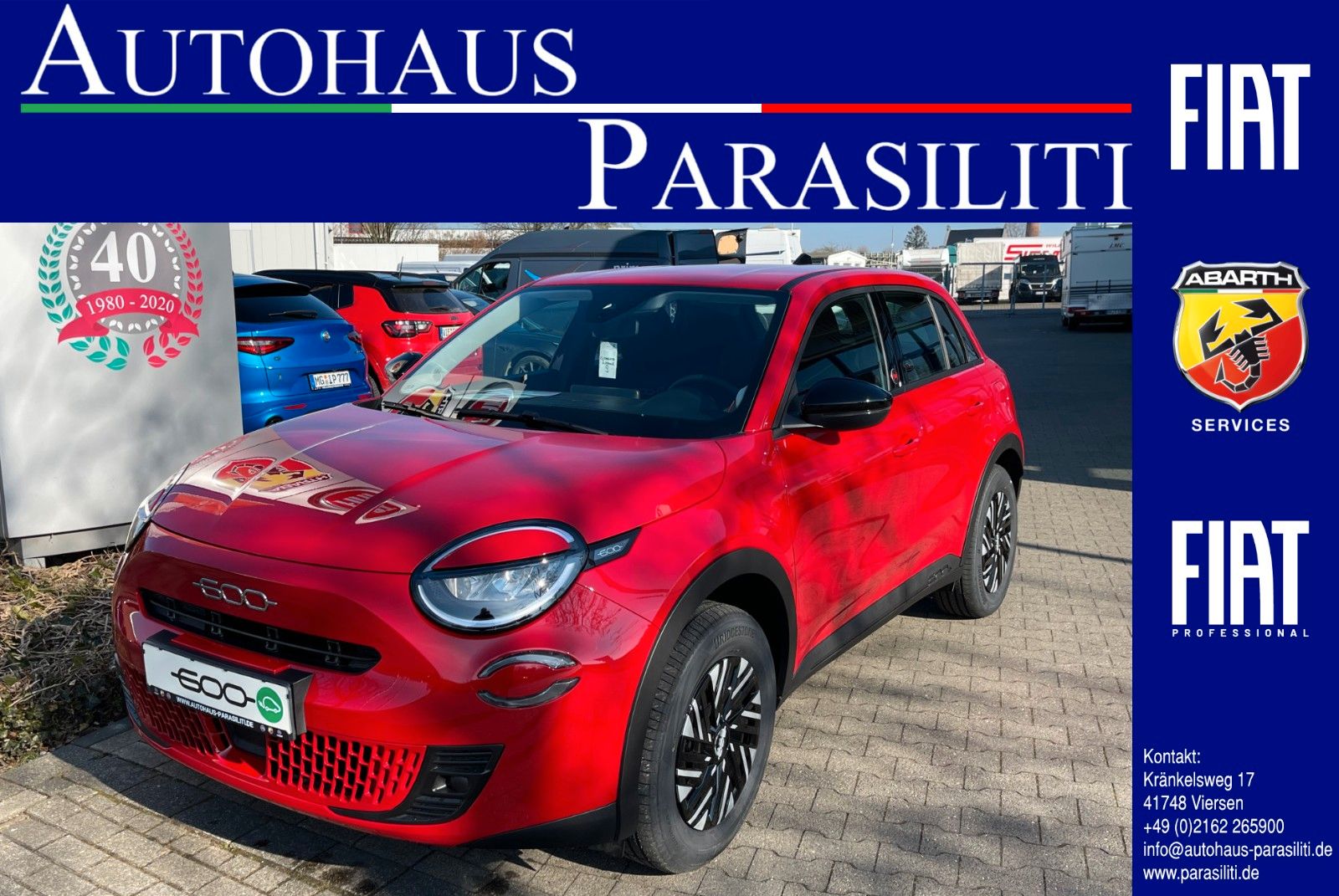 Fiat 600e Red PDC WinterPaket LED Keyless