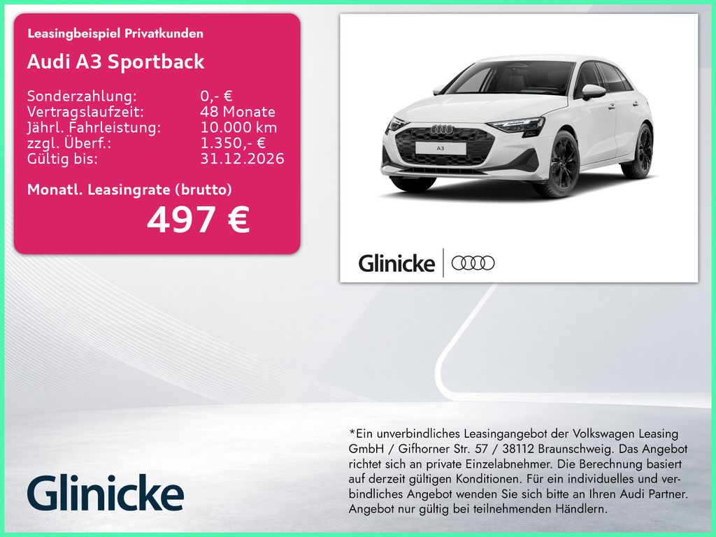 A3 Sportback TDI AHK LED LM 18" Navi PDC+RFK