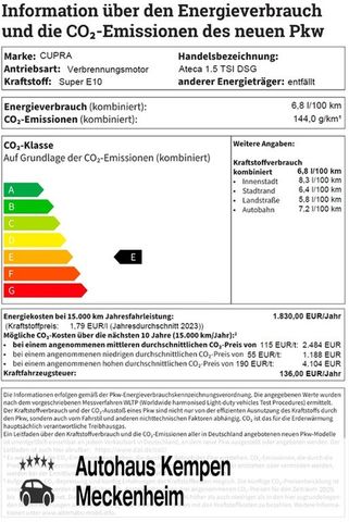Cupra Ateca 1.5 TSI DSG 19" NAVI+VC MATRIX AHK BEATS