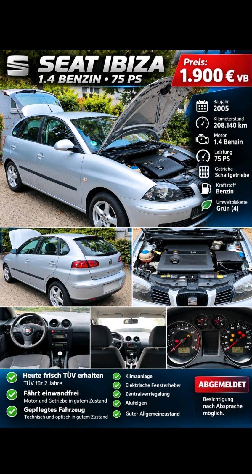 Seat Ibiza 1.4 Benzin 75 PS  Neuer TÜV  ...