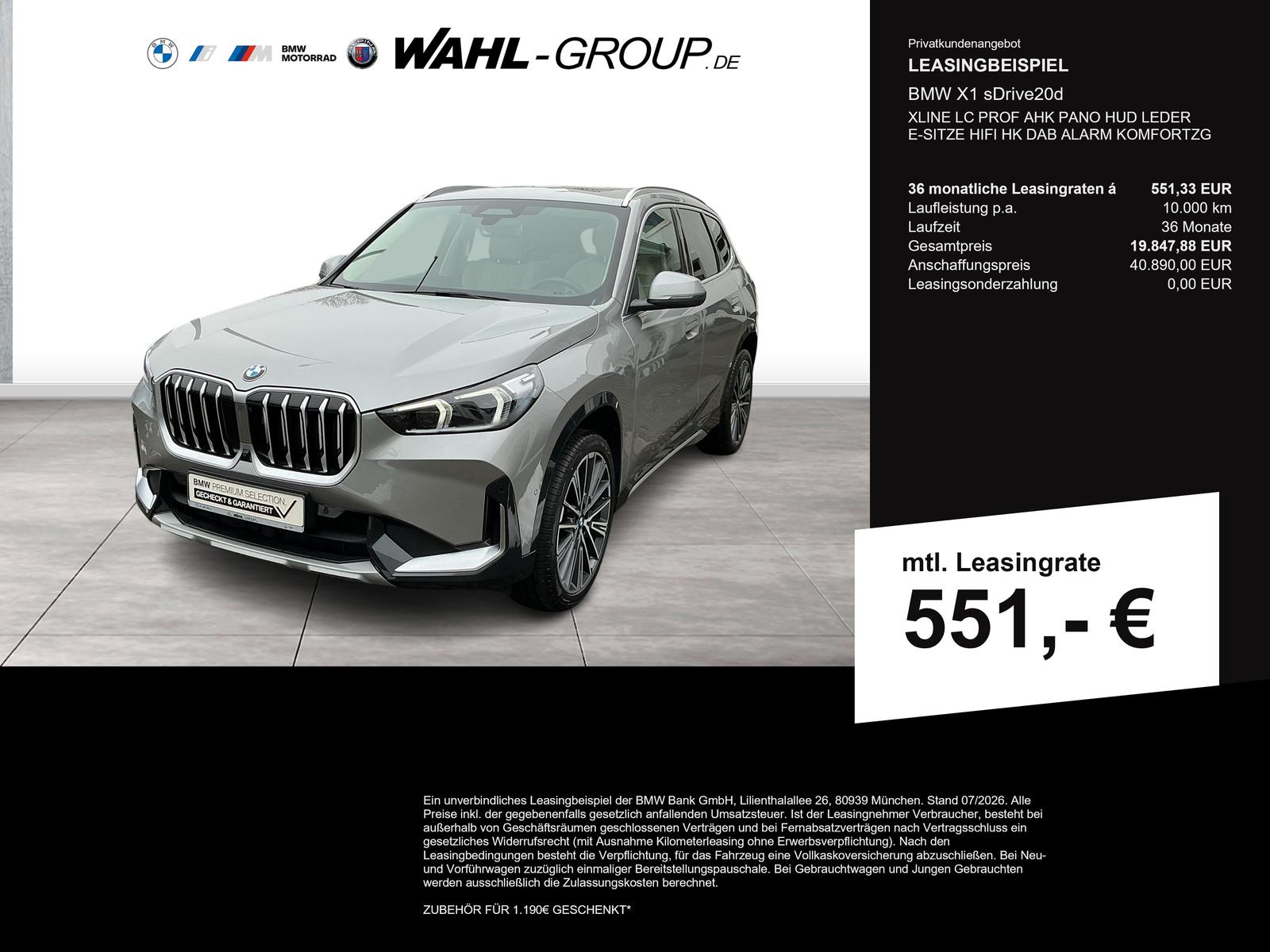 BMW X1 sDrive20d XLINE LC PROF AHK PANO HUD LEDER  E
