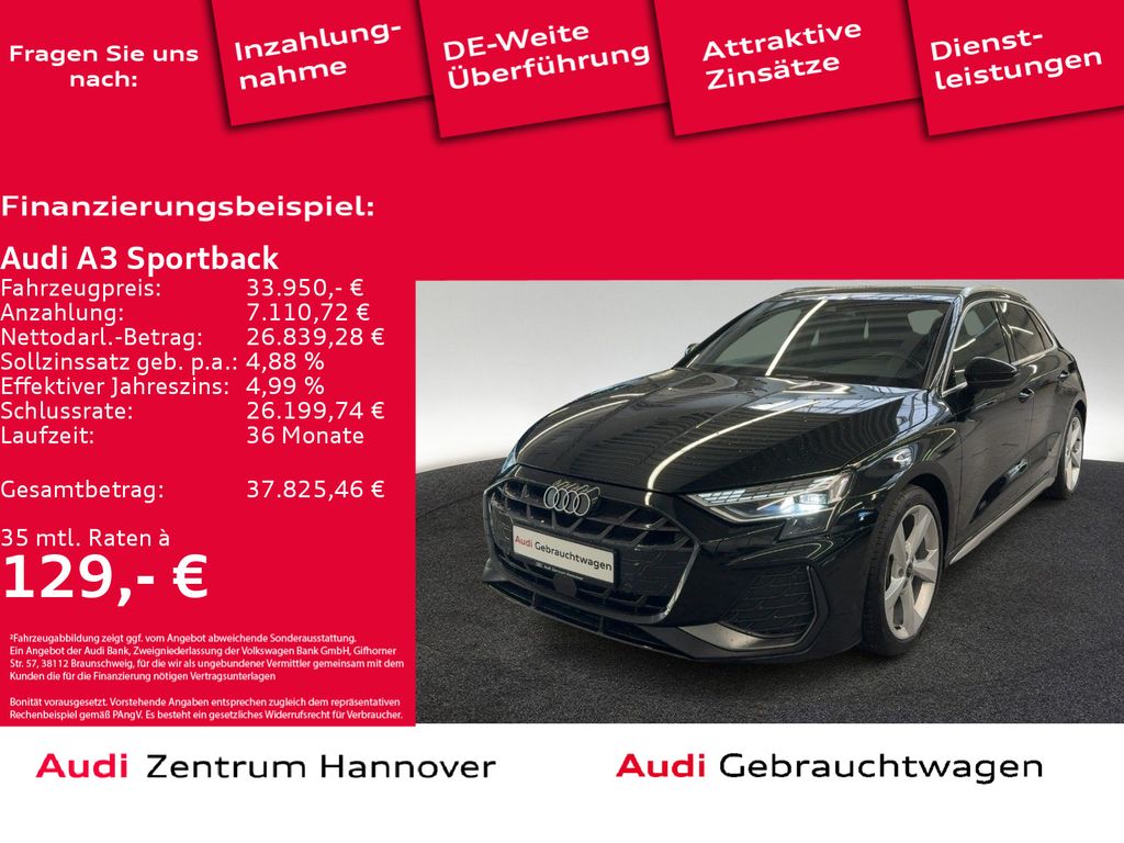 A3 Sportback S line 35 TFSI Kamera Navi virtual