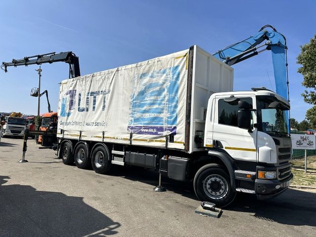Scania P410 8x4 TRIDEM PRITSCHE PLANE + KRAN HIAB 244 E