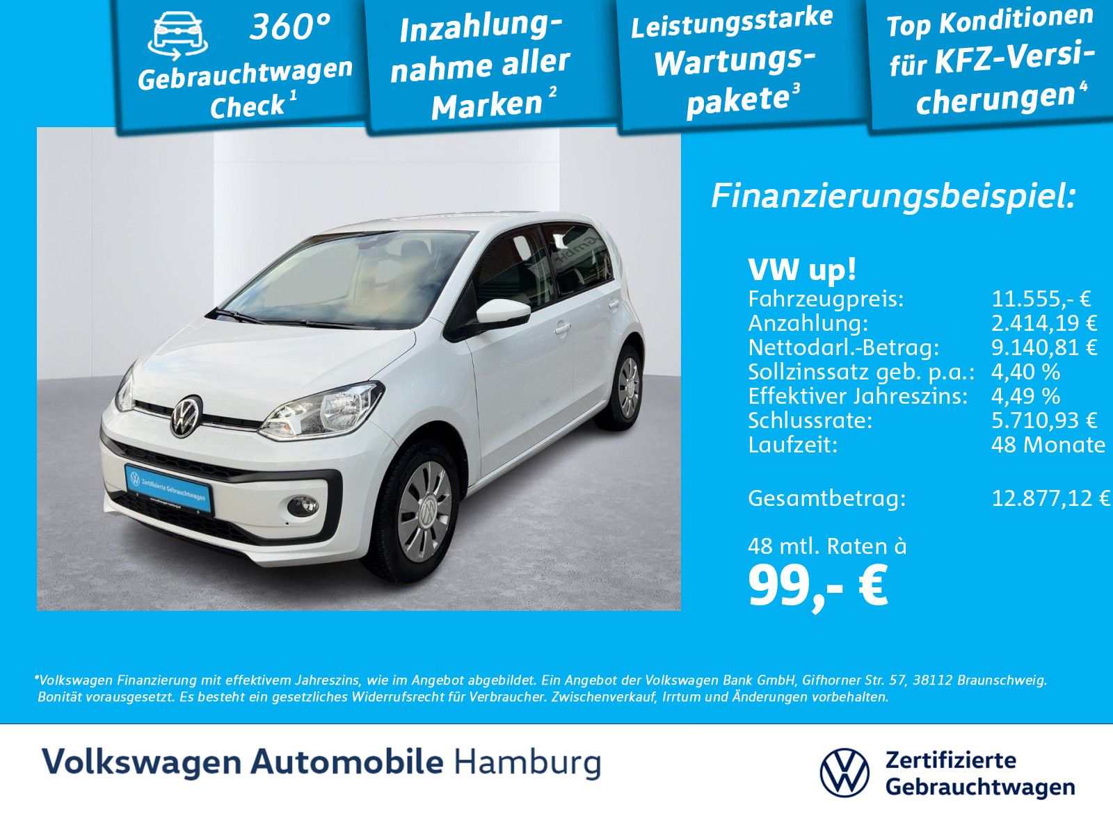 Volkswagen up! 1.0 5-Gang Klima Sitzhzg Ganzjahresreifen