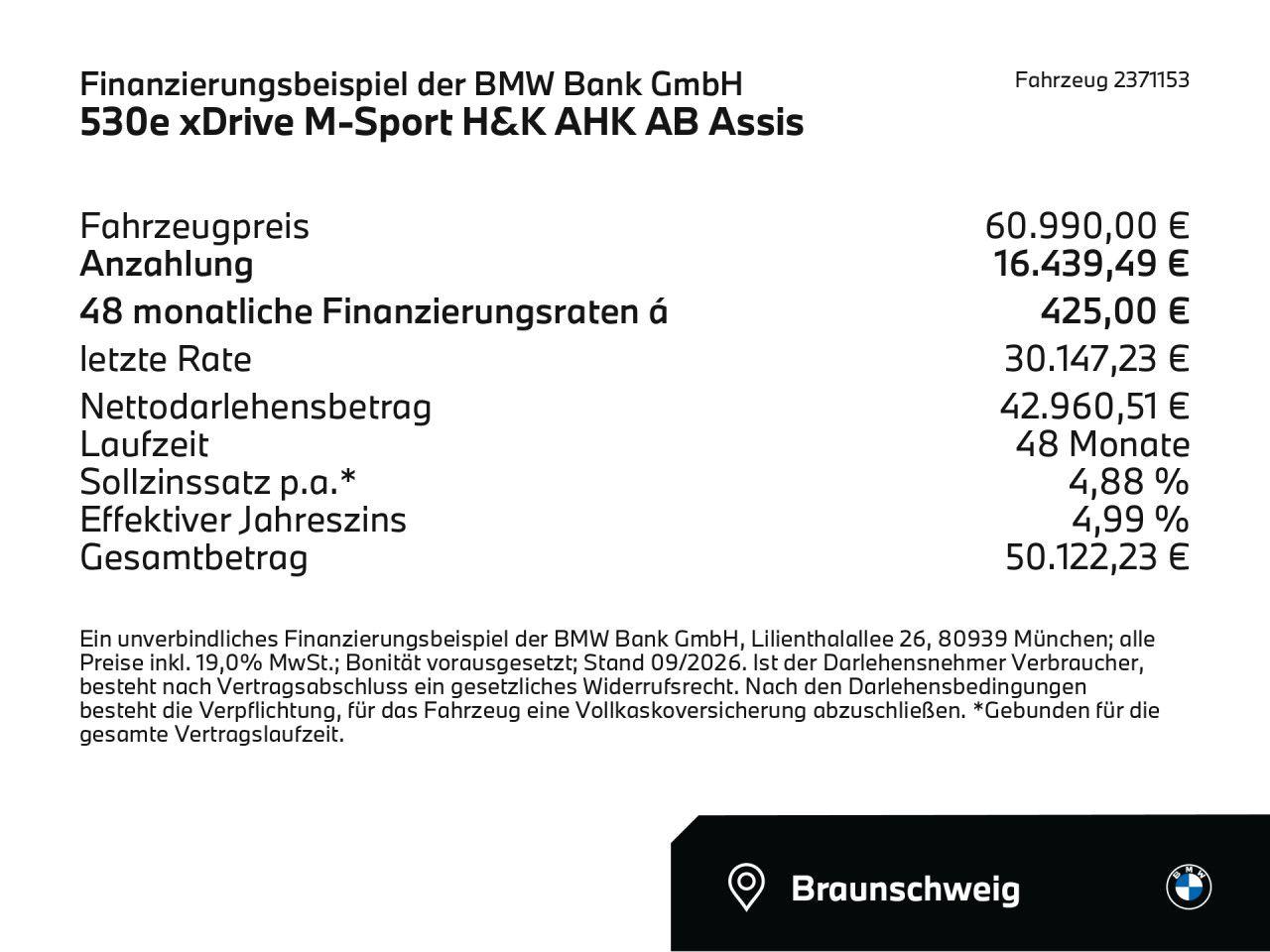 BMW 530e xDrive M-Sport H&K AHK AB Assis