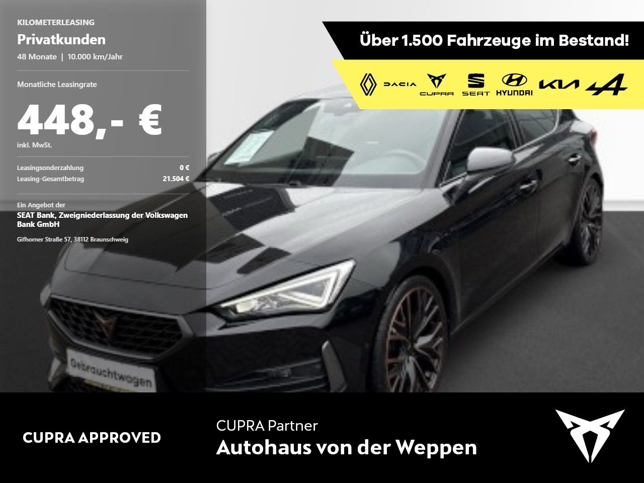 Cupra Leon 2.0TSI VZ Totwinkelassis, Kamera, Navi
